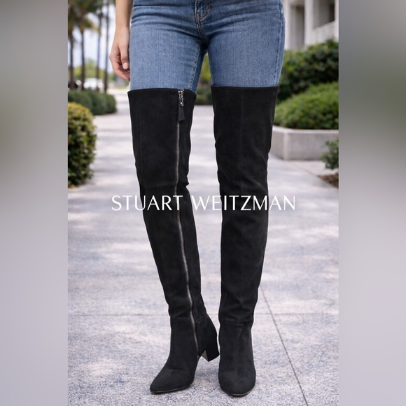 Stuart Weitzman Suede Black Over-the-Knee Boots